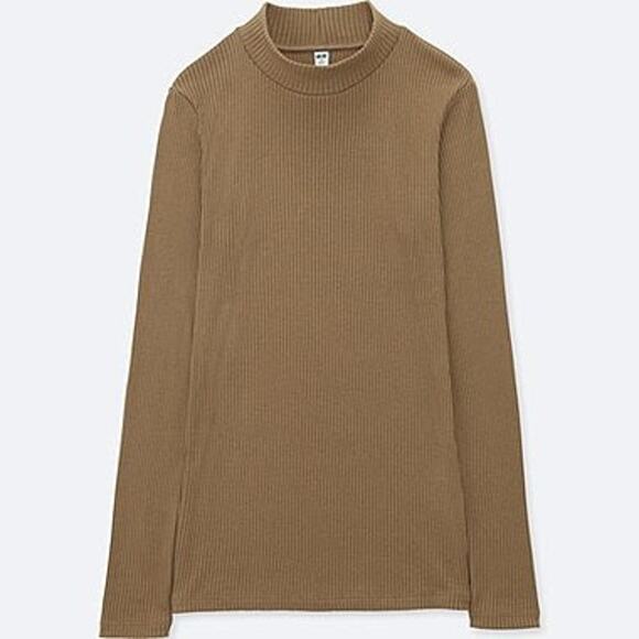 Uniqlo Tops - 3/$15 Uniqlo Ribbed High Neck Long Sleeve Top in Brown / Tan